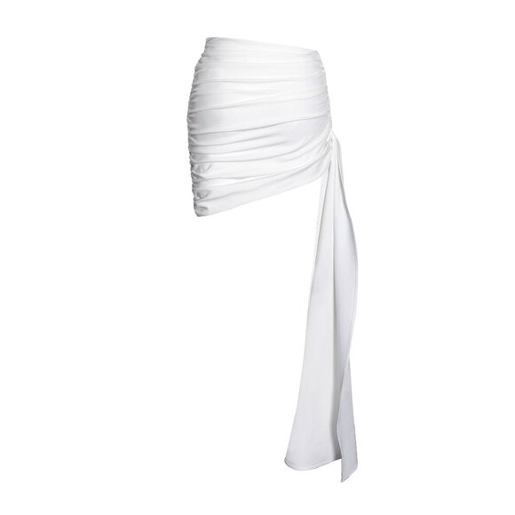 Mia White Ruched Drapping Mini Skirt - Picture 13 of 13